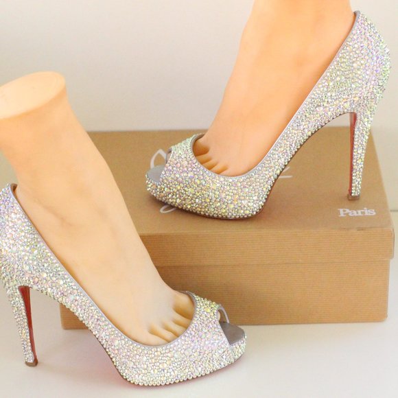 Christian Louboutin White Very Prive Swarovski Strass Ab Crystal - Picture 6 of 11